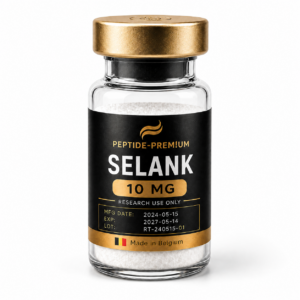 בקבוקון Selank 10 מ"ג PEPTIDE-PREM!UM על רקע לבן, לשימוש מחקרי בלבד