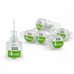 Aiguilles stylo 32G 4 mm lot de 20 PEPTIDE-PREM!UM sur fond blanc
