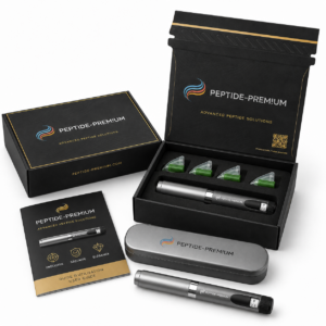 קופסת Pen KIT עם עט רב-פעמי ומחסנית PEPTIDE-PREM!UM בנפח 3 מ"ל על רקע לבן