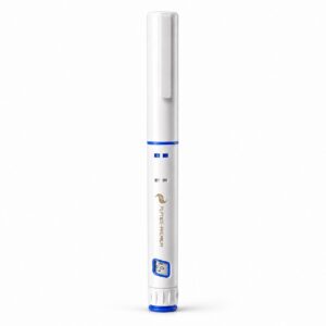 Stylo cartouche peptide jetable PEPTIDE-PREM!UM sur fond blanc